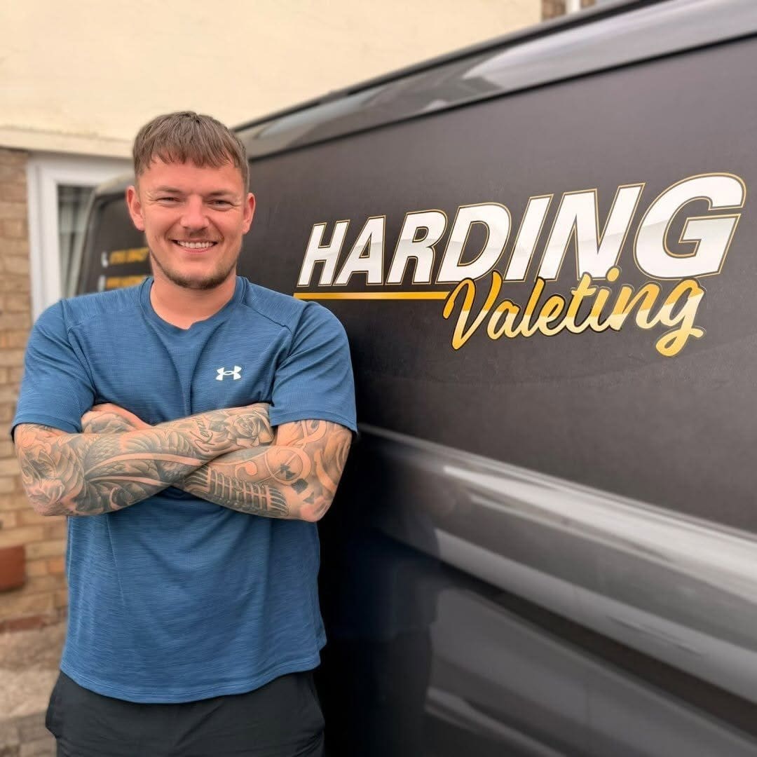 Kyle Harding beside the Harding Valeting van